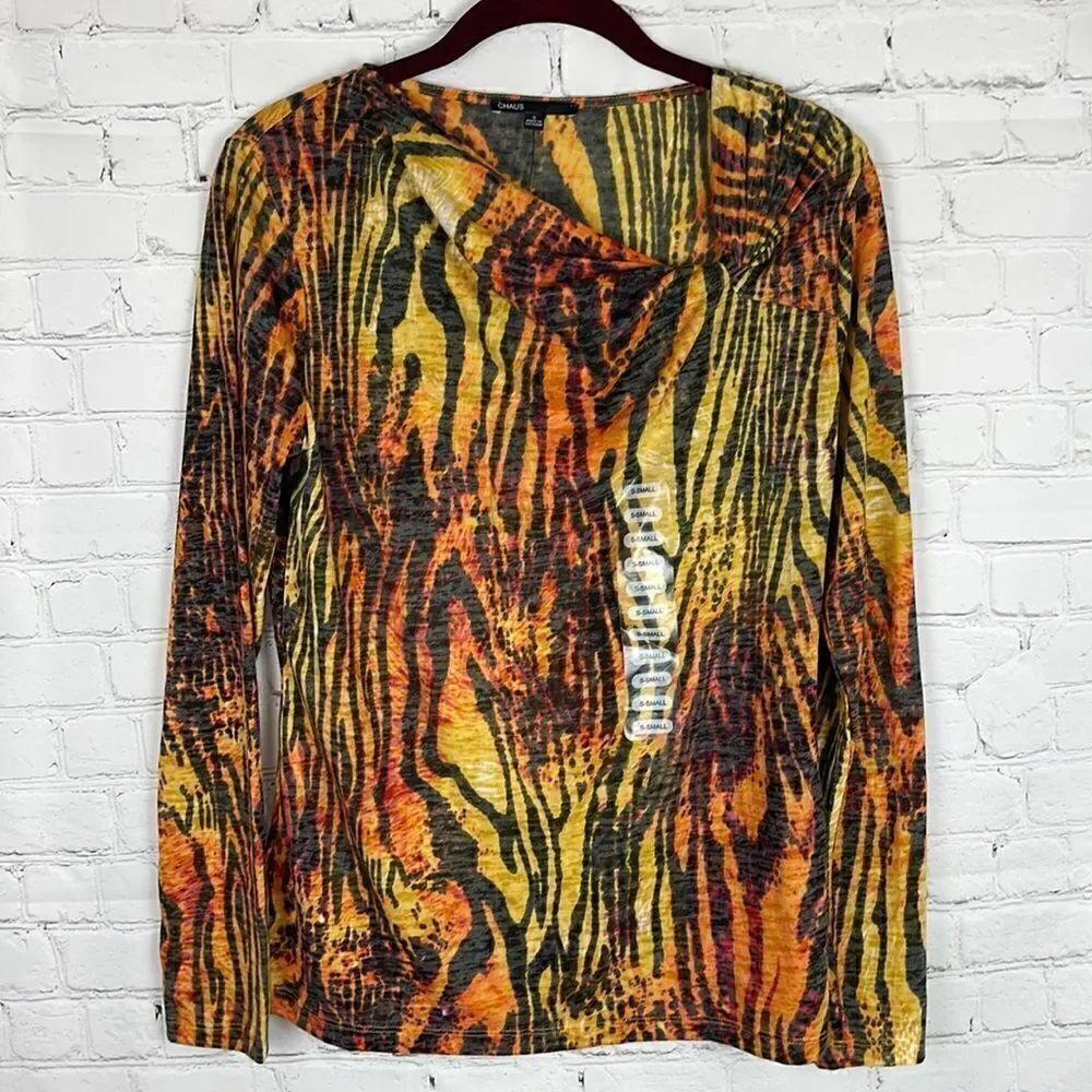 Chaus Tiger Print Long Sleeve Shirt NWT Size S